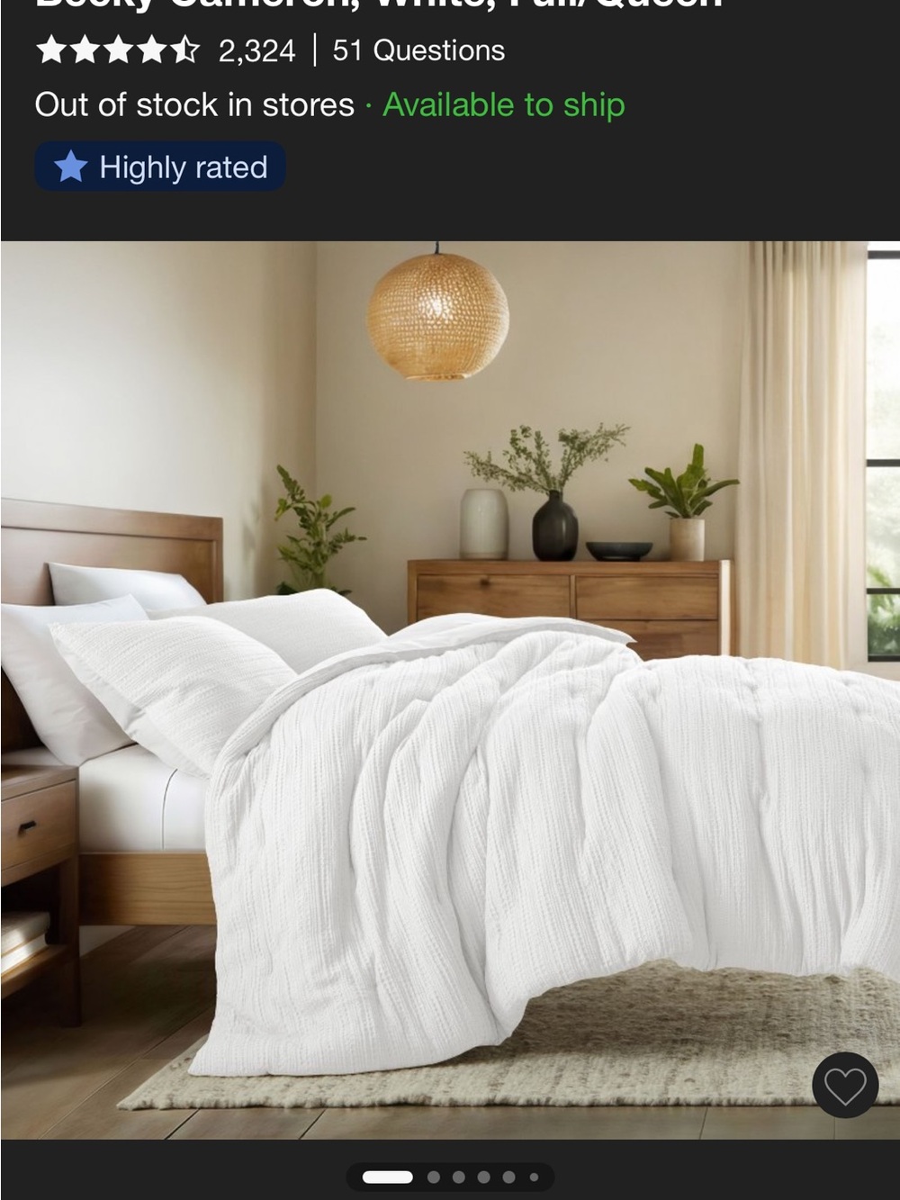 Target White Quilted Comforter - Soft Textured Bedding